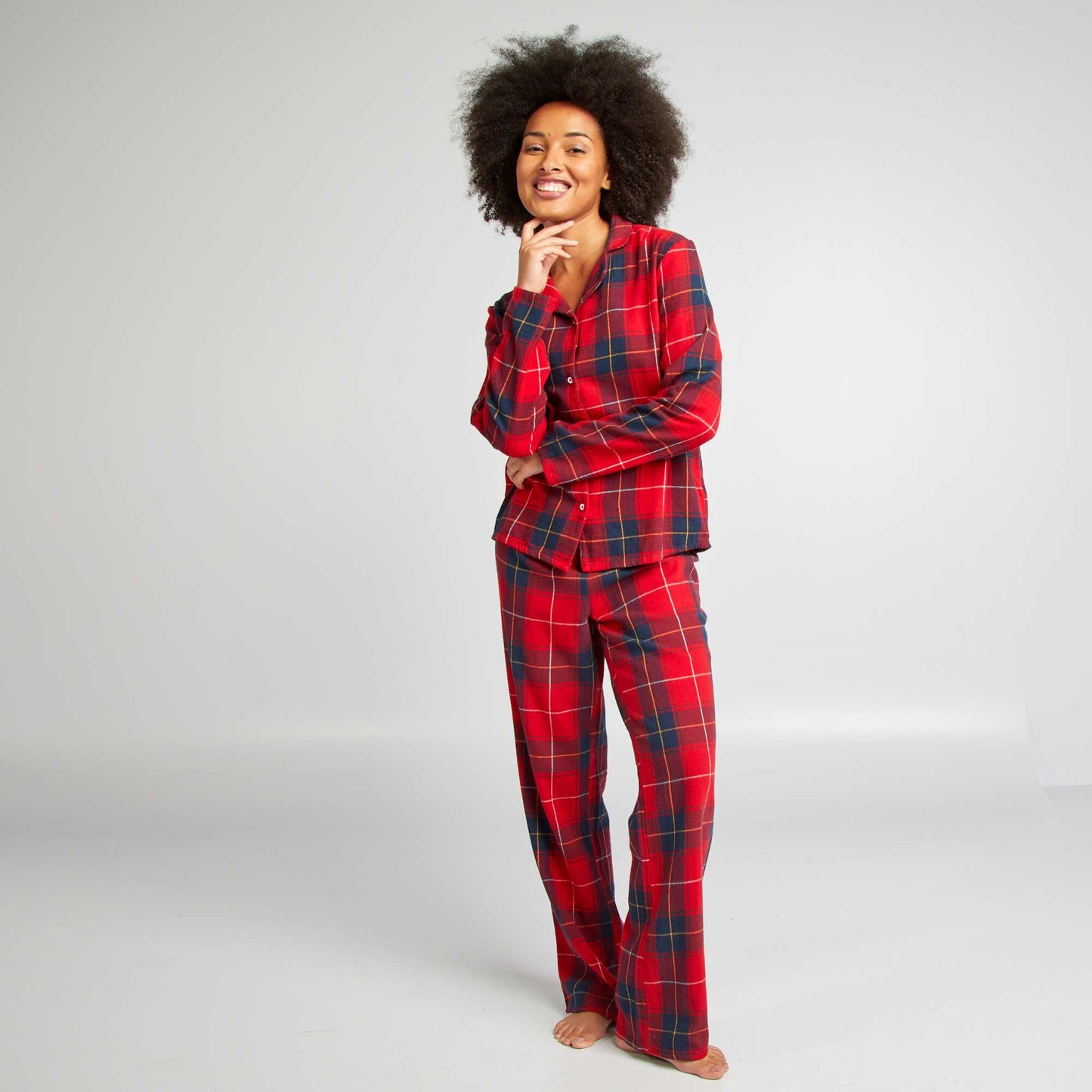 Checked pyjama shirt + trousers set RED