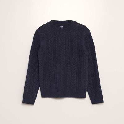 Knitted round neck sweater BLUE