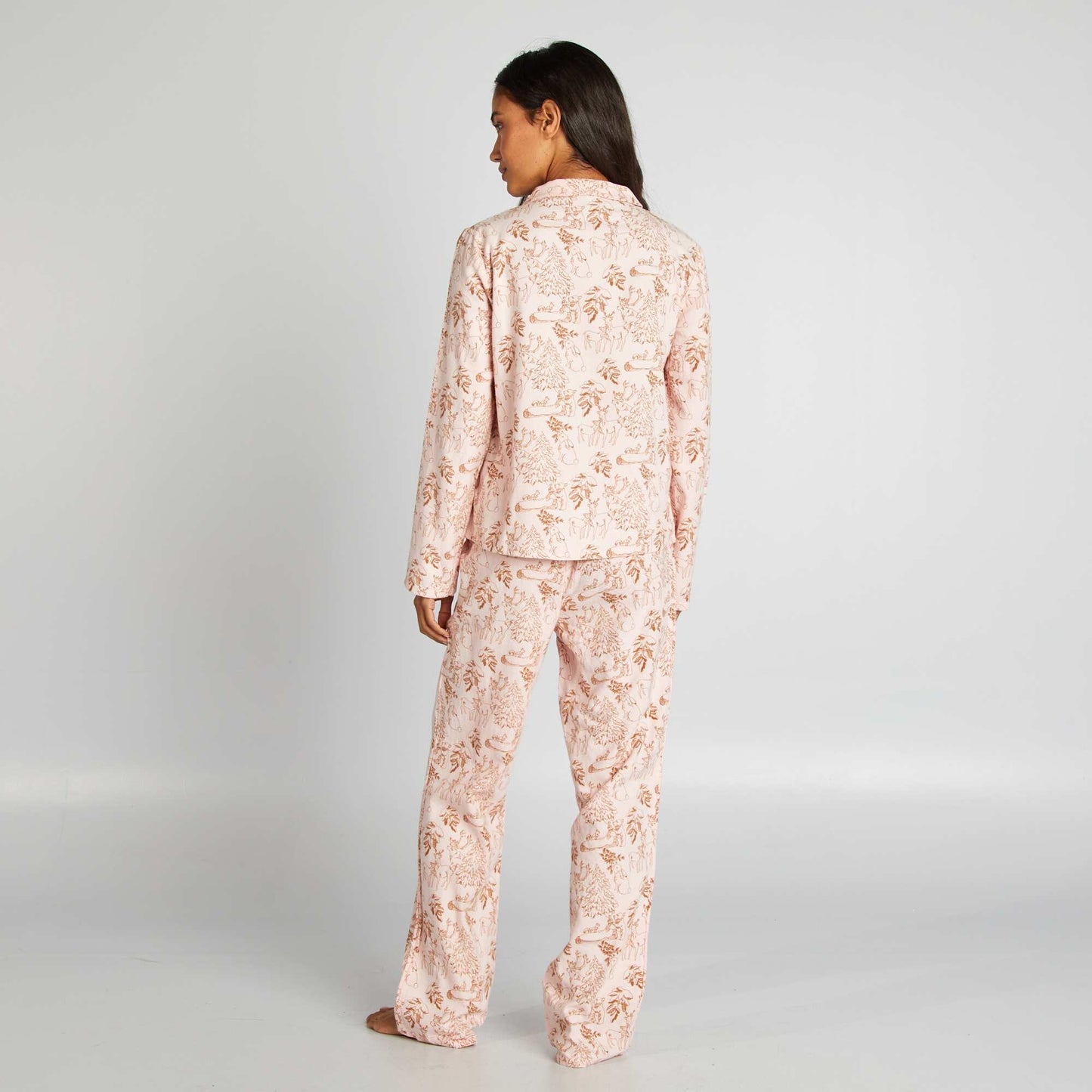 Printed flannel pyjama set PINK