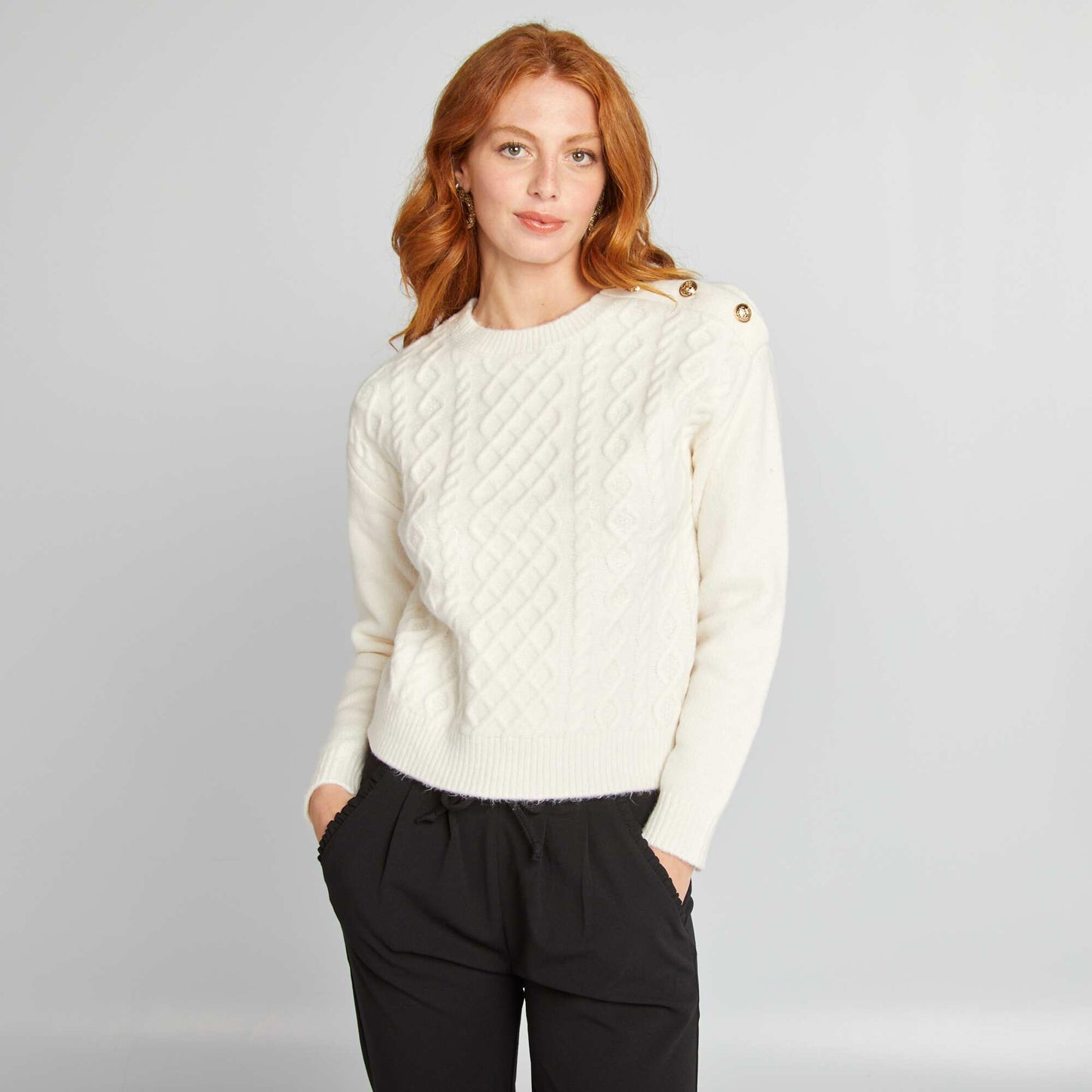 Chunky knit sweater WHITE