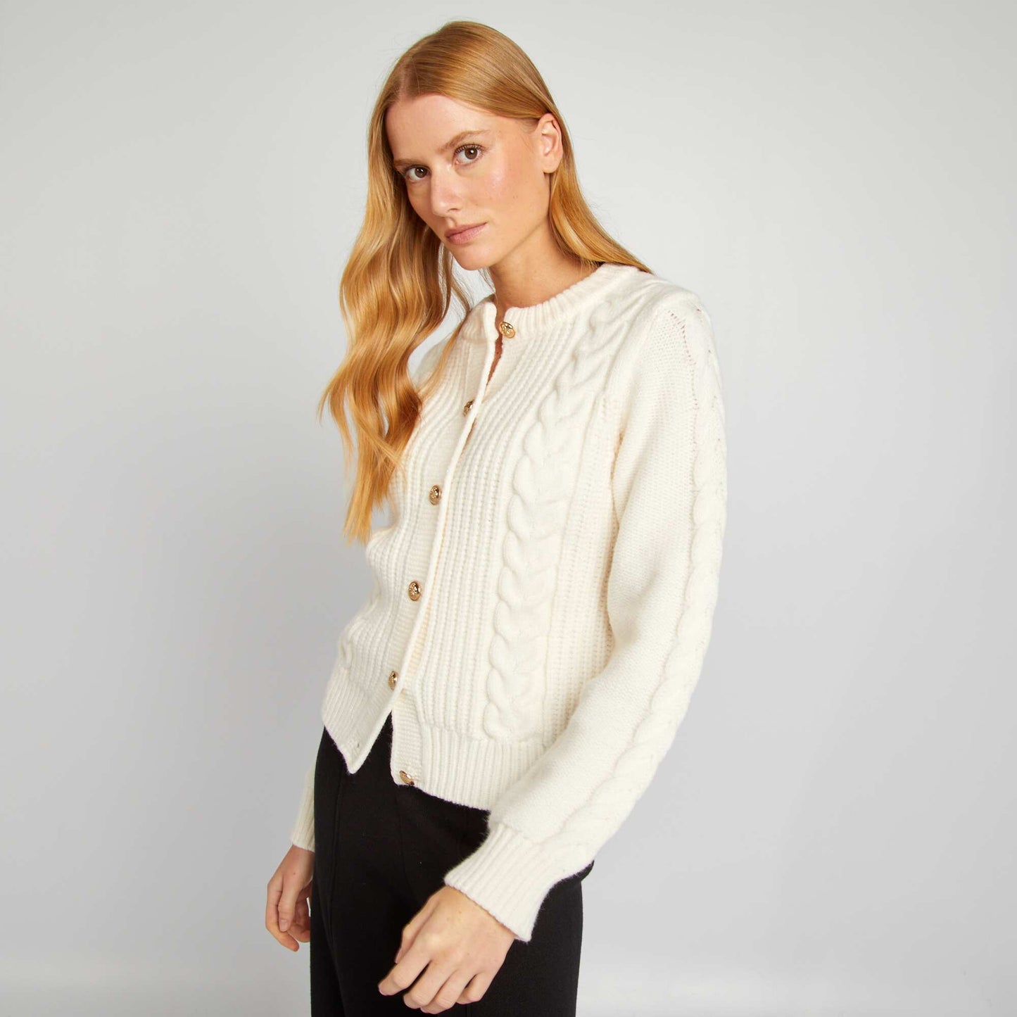 Cable-knit cardigan WHITE