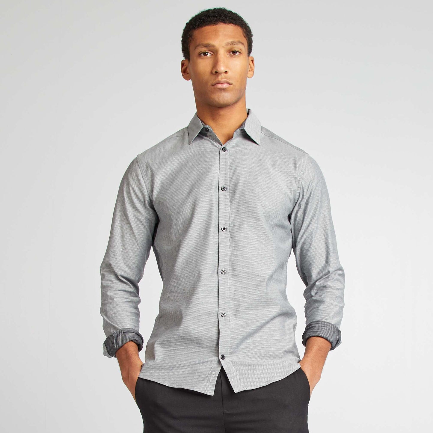 Patterned straight-cut shirt GREY