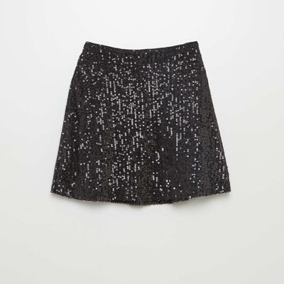 A-line sequined skirt BLACK