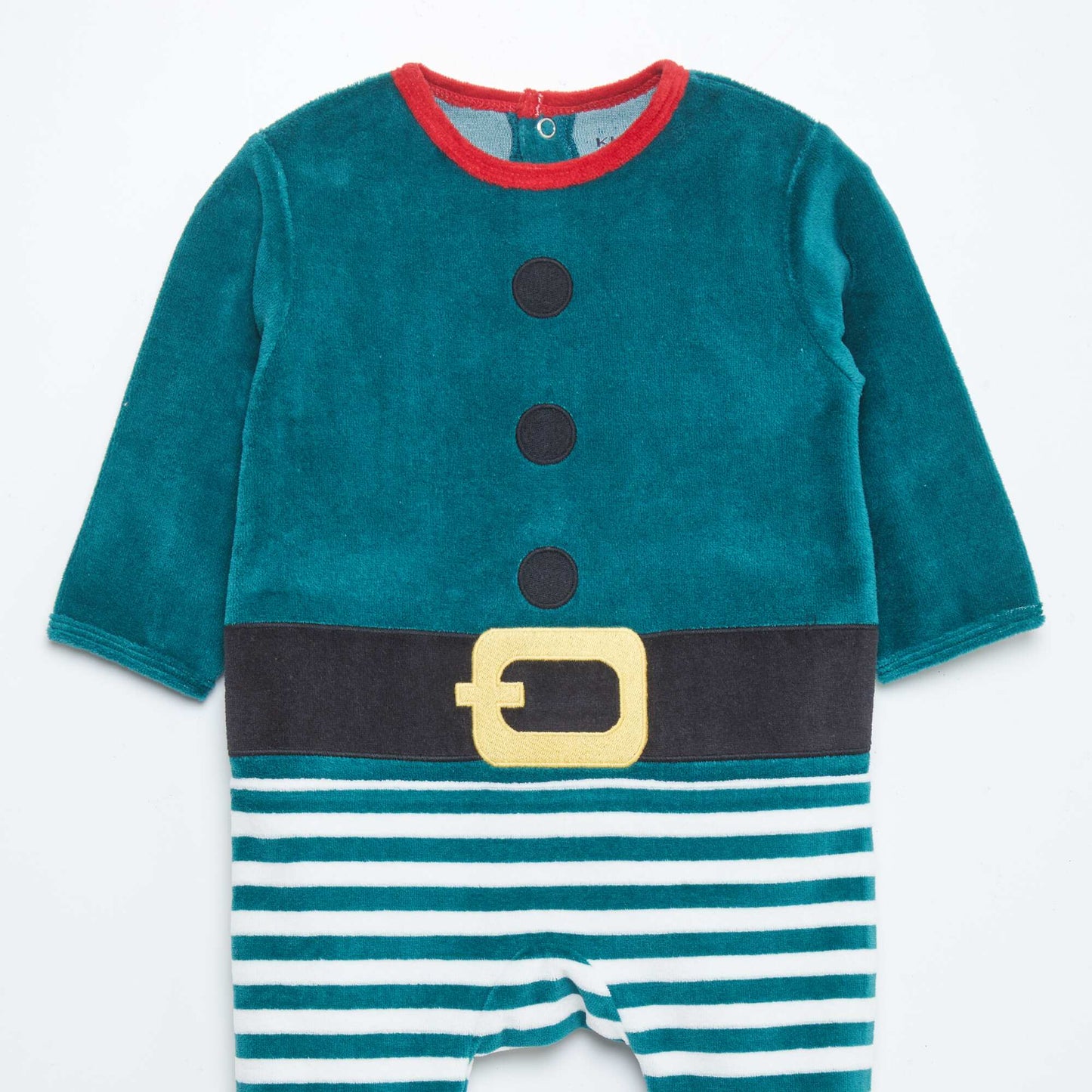 Christmas velour sleepsuit with bib GREEN