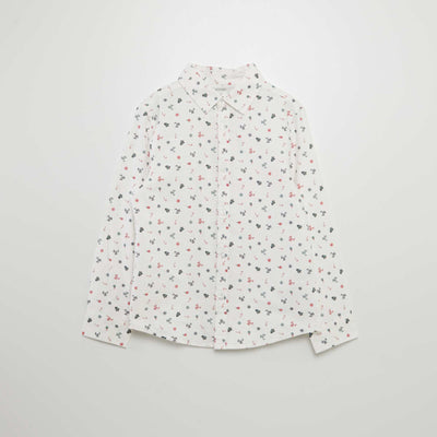 Christmas print Oxford shirt WHITE