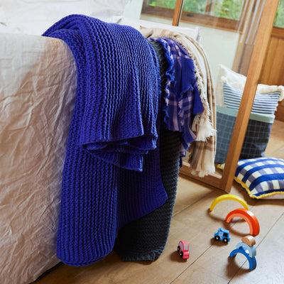 Chunky knit blanket - Kiabi Home BLUE