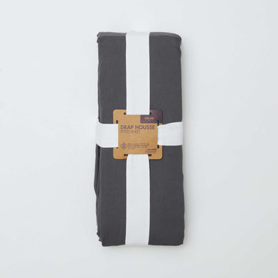 Cotton fitted sheet for double bed (180x200) - Kiabi Home GREY