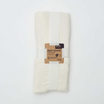 Cotton gauze fitted sheet for single bed (60 x 120 cm) - Kiabi Home WHITE