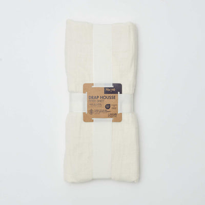 Cotton gauze fitted sheet for single bed (70 x 140 cm) - Kiabi Home WHITE