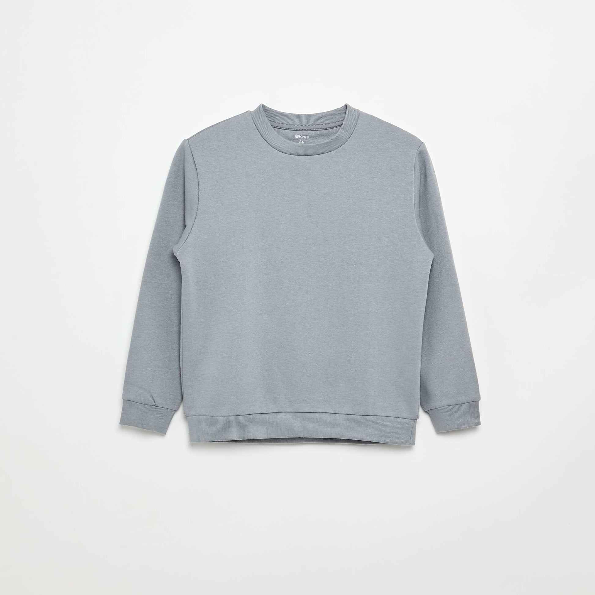 Plain brushed fleece sweatshirt BLUE