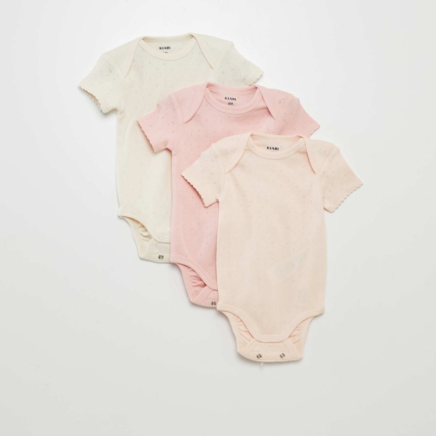 Plain knit grow-with-them bodysuits - Pack of 3 PINK