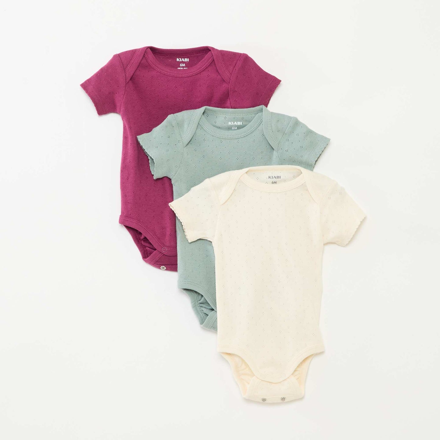 Plain knit grow-with-them bodysuits - Pack of 3 PURPLE