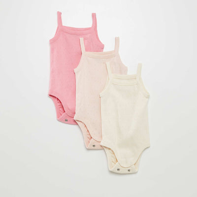 Strappy grow-with-them bodysuits - Pack of 3 PINK