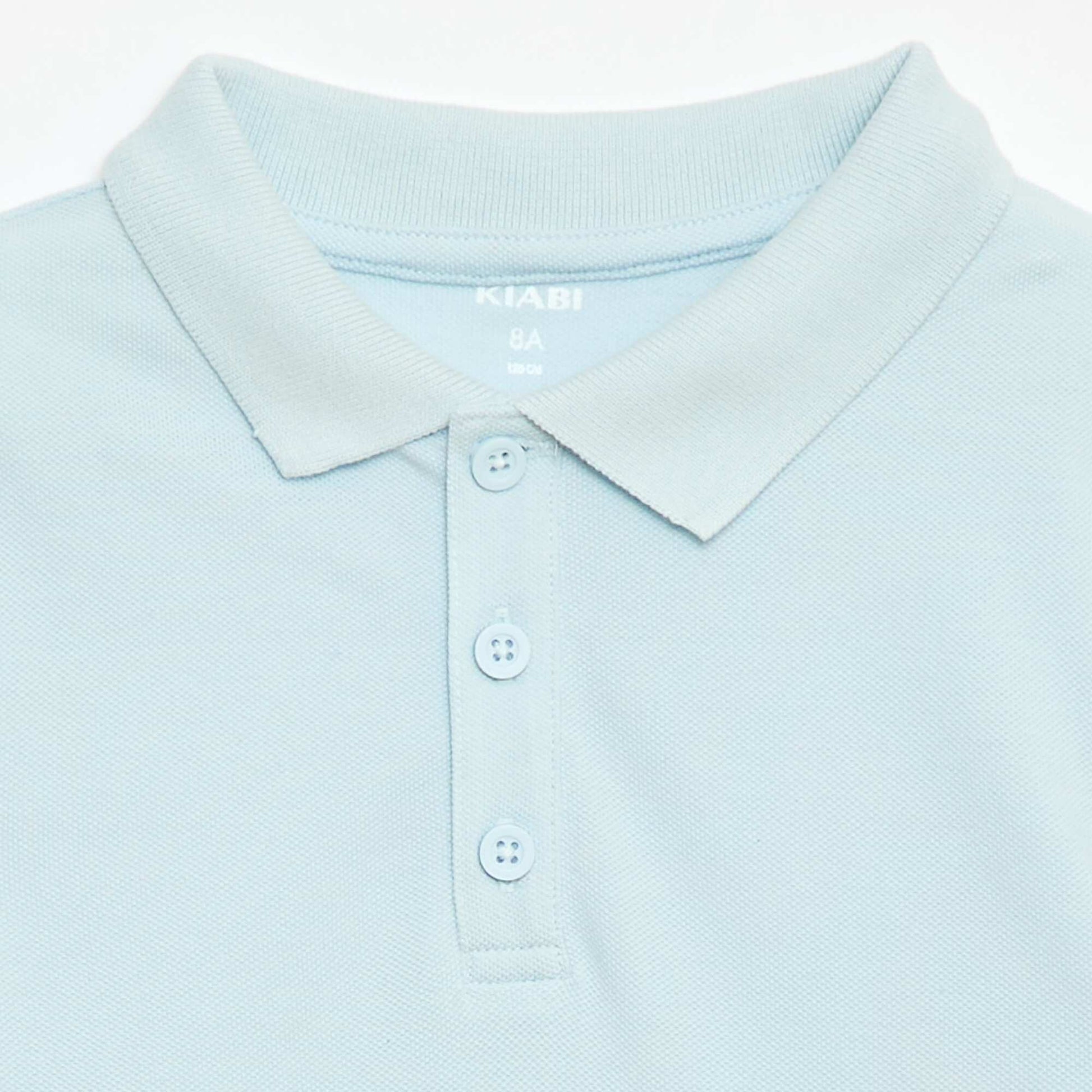 Plain Pique Knit Polo Shirt BLUE