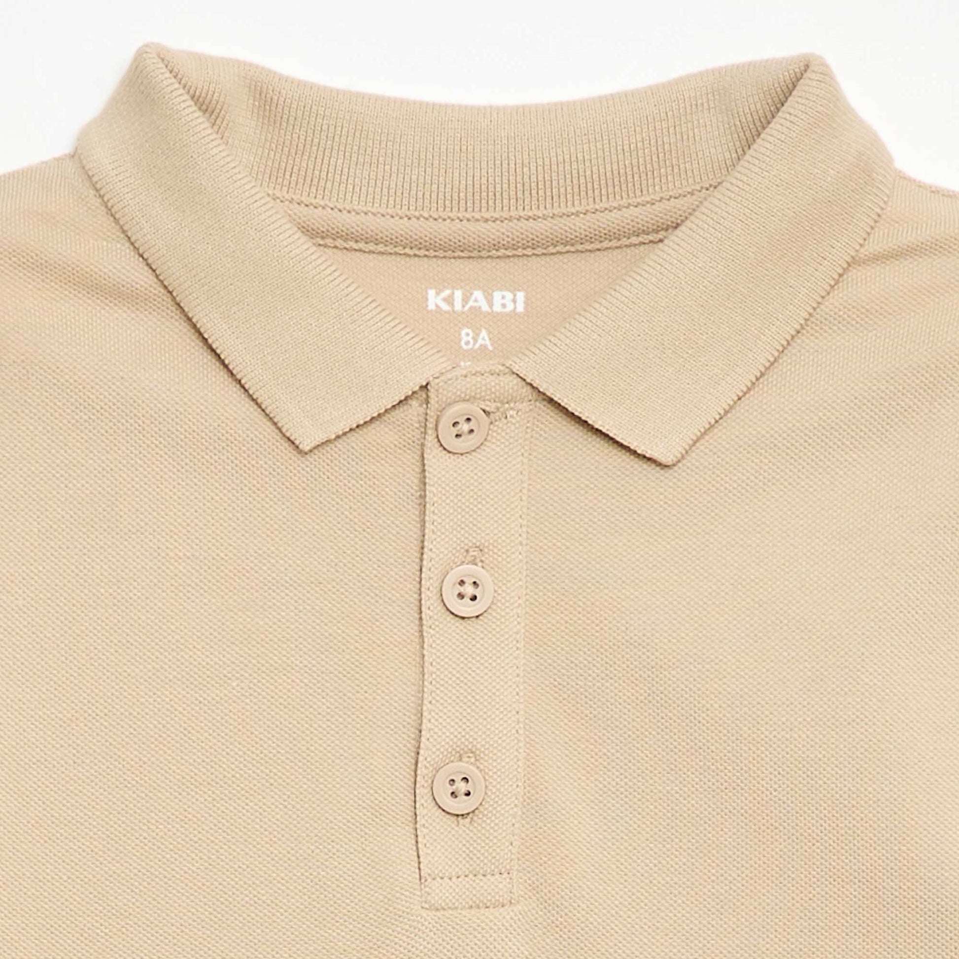 Plain Pique Knit Polo Shirt BEIGE