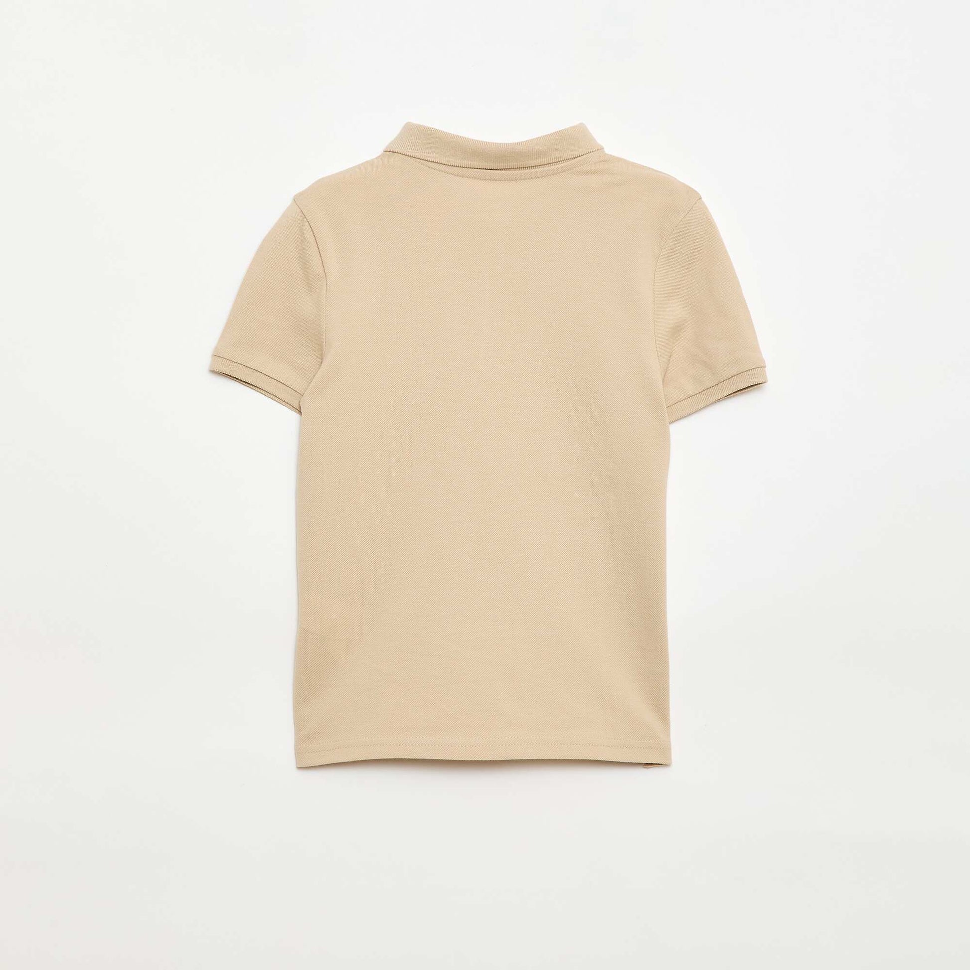 Plain Pique Knit Polo Shirt BEIGE