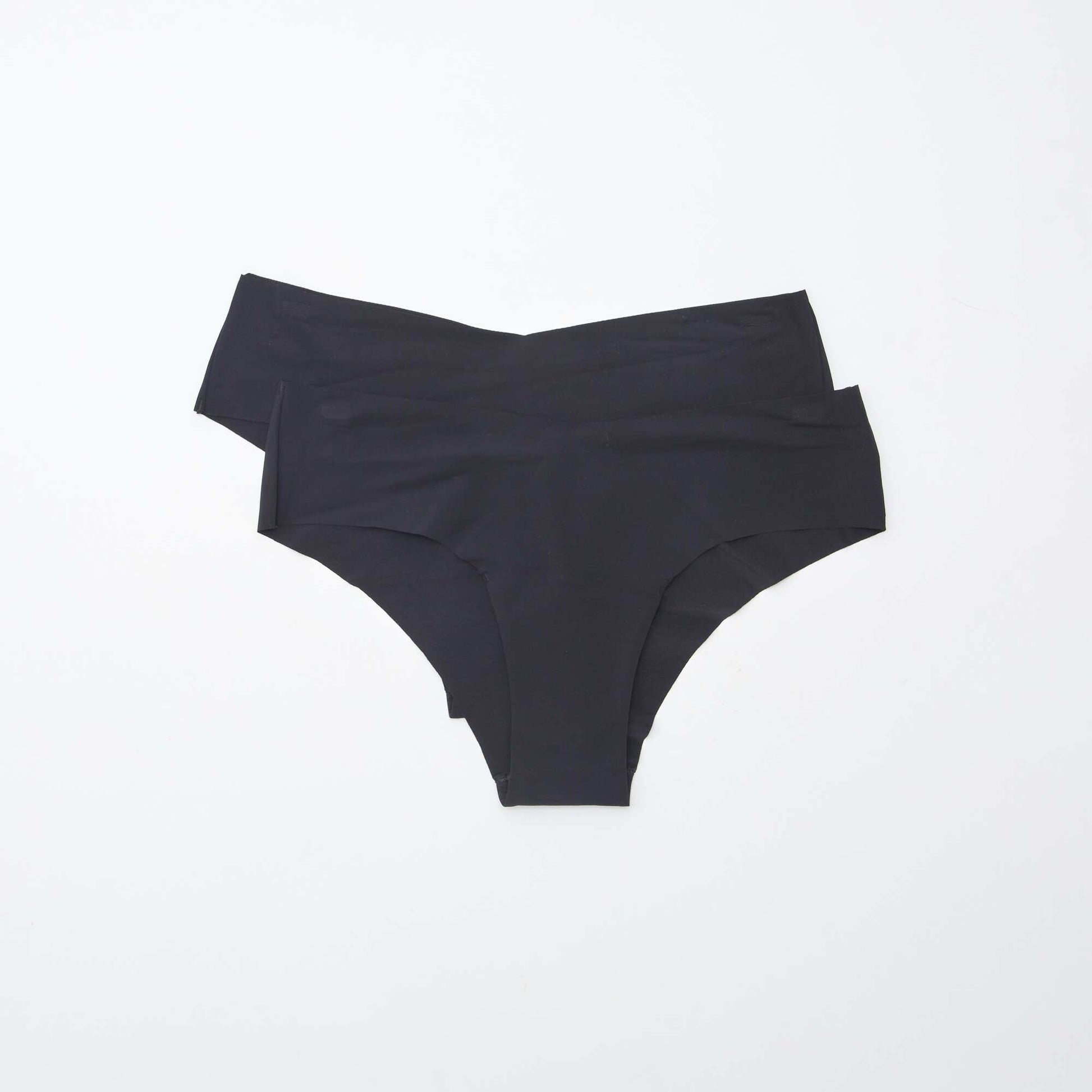 Pack of 2 pairs of seamless microfibre boy shorts BLACK