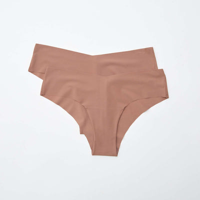 Pack of 2 pairs of seamless microfibre boy shorts BROWN
