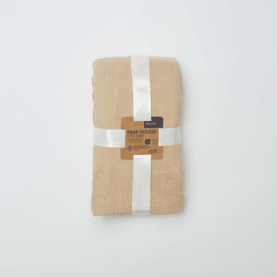 Cotton gauze fitted sheet for single bed (90 x 190 cm) - Kiabi Home BEIGE