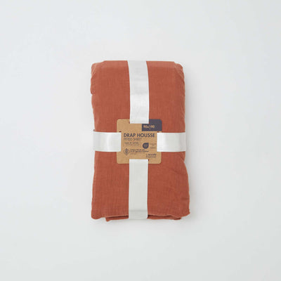 Cotton gauze fitted sheet for single bed (90 x 190 cm) - Kiabi Home BROWN