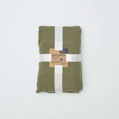 Cotton gauze fitted sheet for single bed (90 x 190 cm) - Kiabi Home GREEN