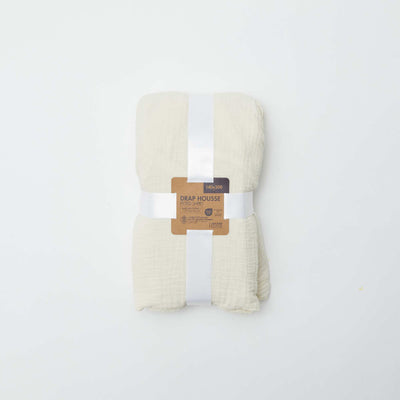 Cotton gauze fitted sheet for double bed (140 x 200 cm) - Kiabi Home BEIGE