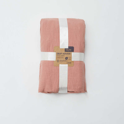 Cotton gauze fitted sheet for double bed (140 x 200 cm) - Kiabi Home PINK