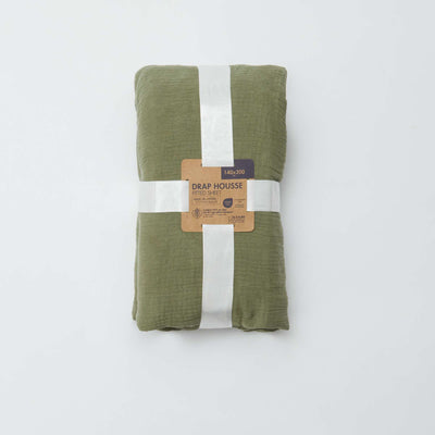 Cotton gauze fitted sheet for double bed (140 x 200 cm) - Kiabi Home GREEN
