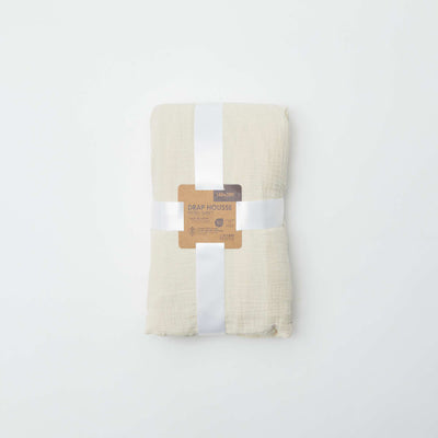 Cotton gauze fitted sheet for double bed (160 x 200 cm) - Kiabi Home BEIGE