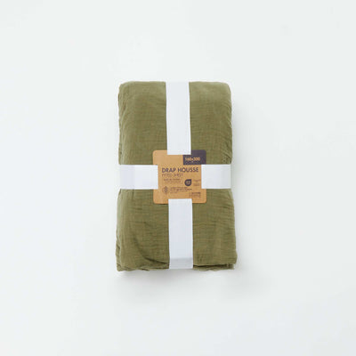 Cotton gauze fitted sheet for double bed (160 x 200 cm) - Kiabi Home GREEN