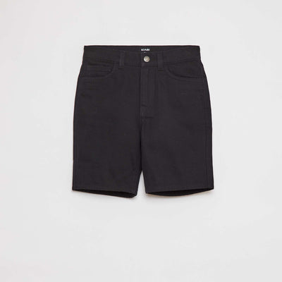 Loose-fit twill Bermuda shorts BLACK