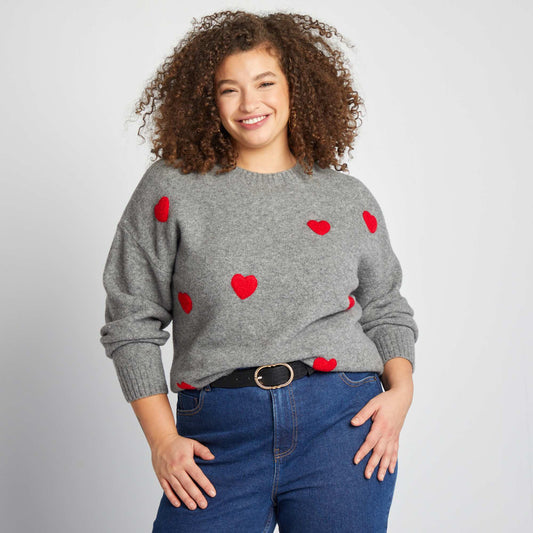 Sweater with hearts - Valentine's Day GREY