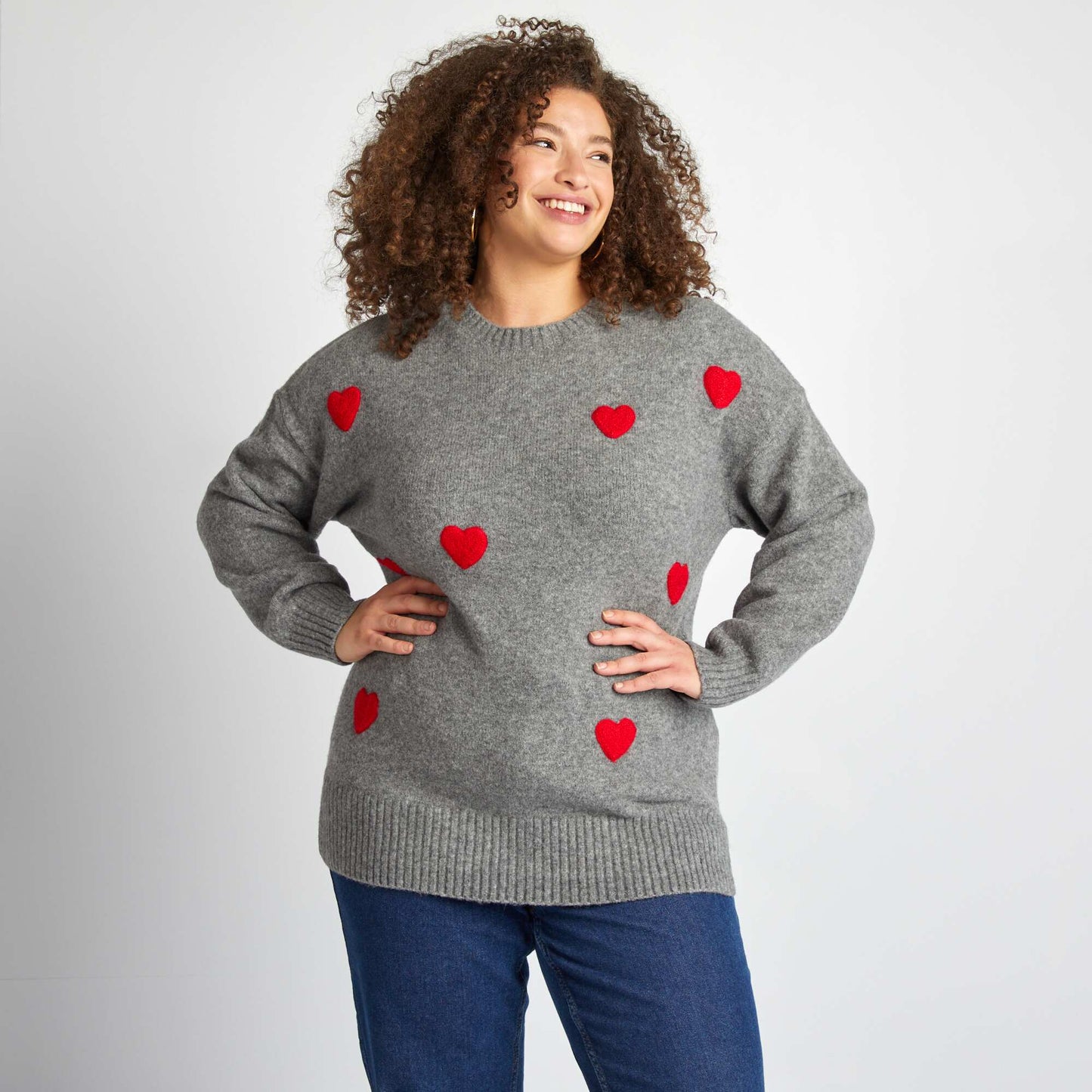 Sweater with hearts - Valentine's Day GREY