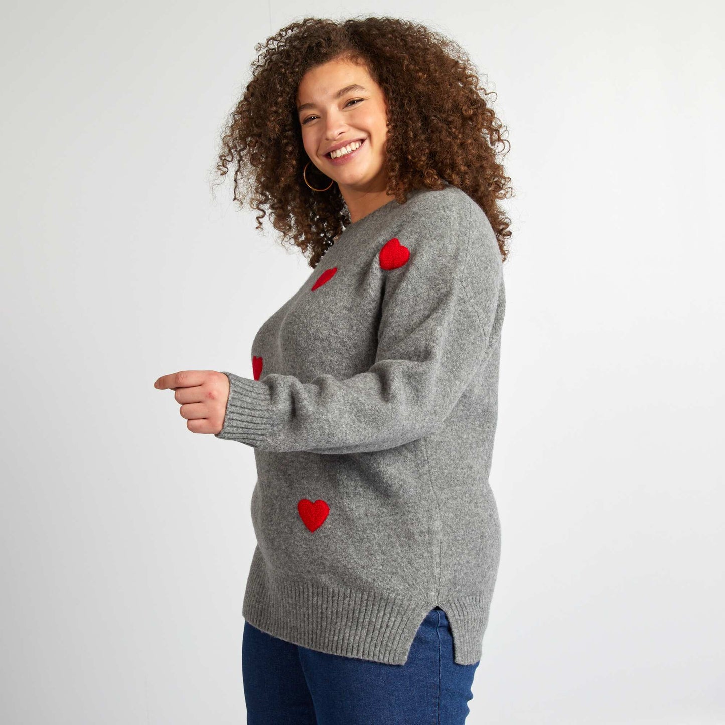 Sweater with hearts - Valentine's Day GREY