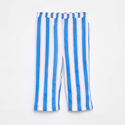 Stripe patterned paper bag trousers BLUE