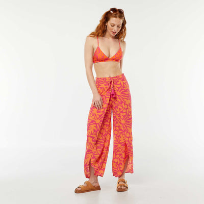 Leaf print beach trousers PINK