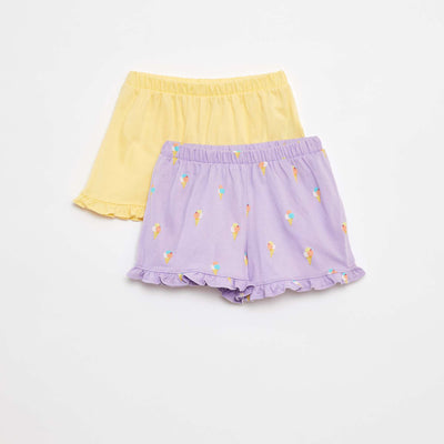 Pack of 2 pairs of ruffled shorts PURPLE