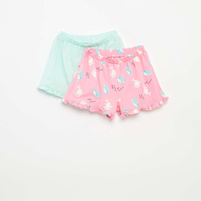 Pack of 2 pairs of ruffled shorts PINK