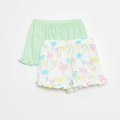 Pack of 2 pairs of ruffled shorts BEIGE