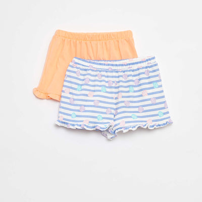 Pack of 2 pairs of ruffled shorts BLUE