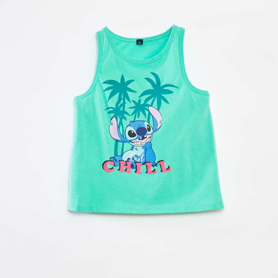 'Stitch' print vest top GREEN