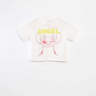Stitch cropped T-shirt WHITE