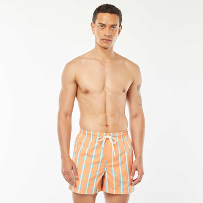 Striped wide-leg swim shorts ORANGE