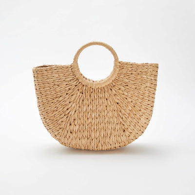 Straw shopper with handle BEIGE