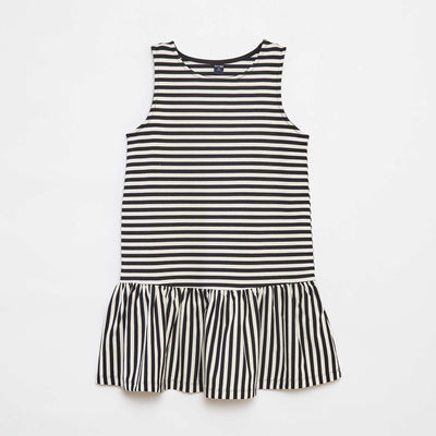 Flounced sleeveless dress BLACK