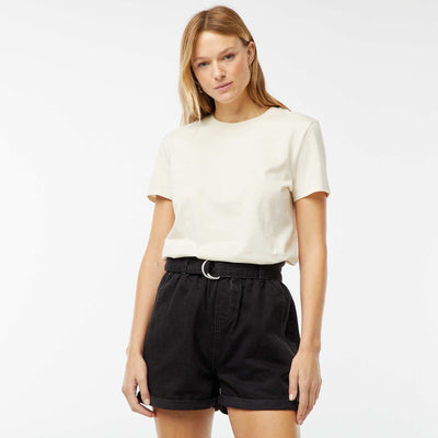 High-waisted denim shorts BLACK
