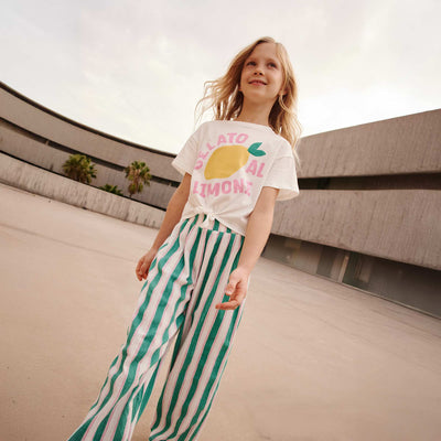 Striped wide-leg trousers GREEN