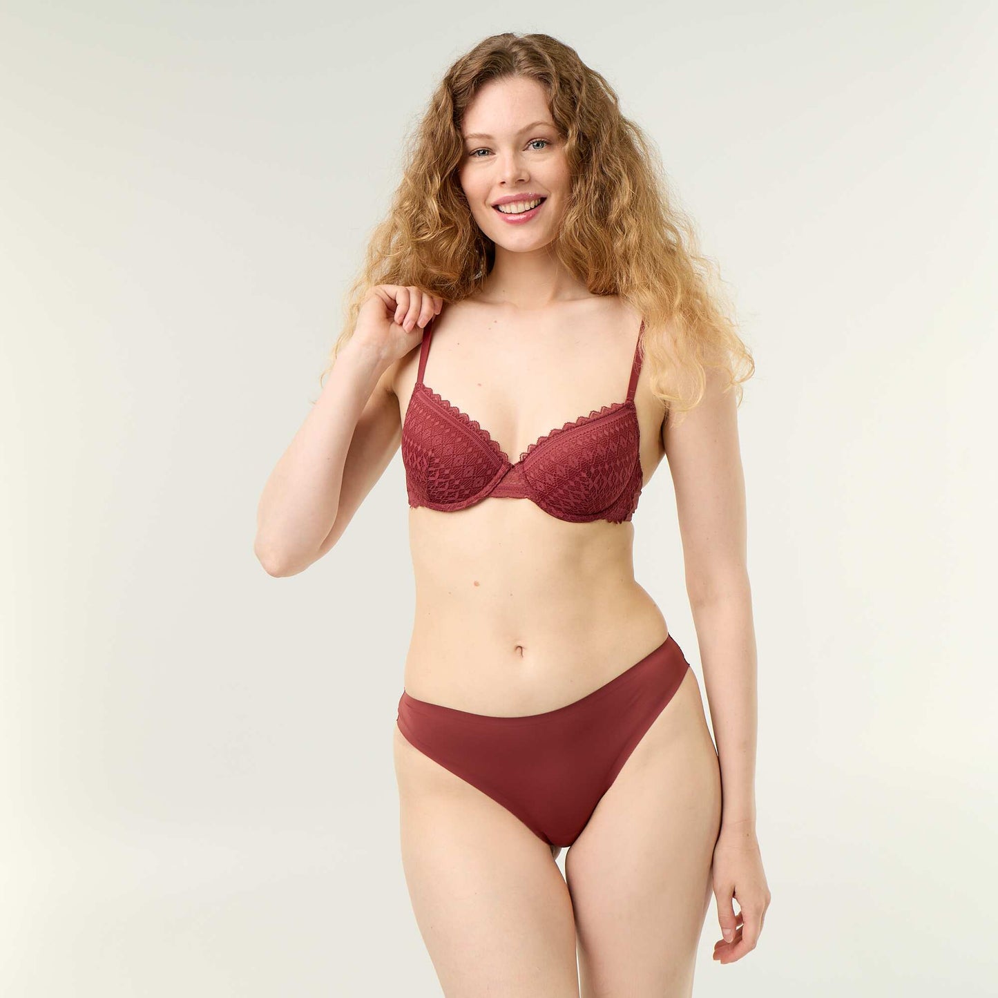 Lace Balconette Bra BURGUNDY
