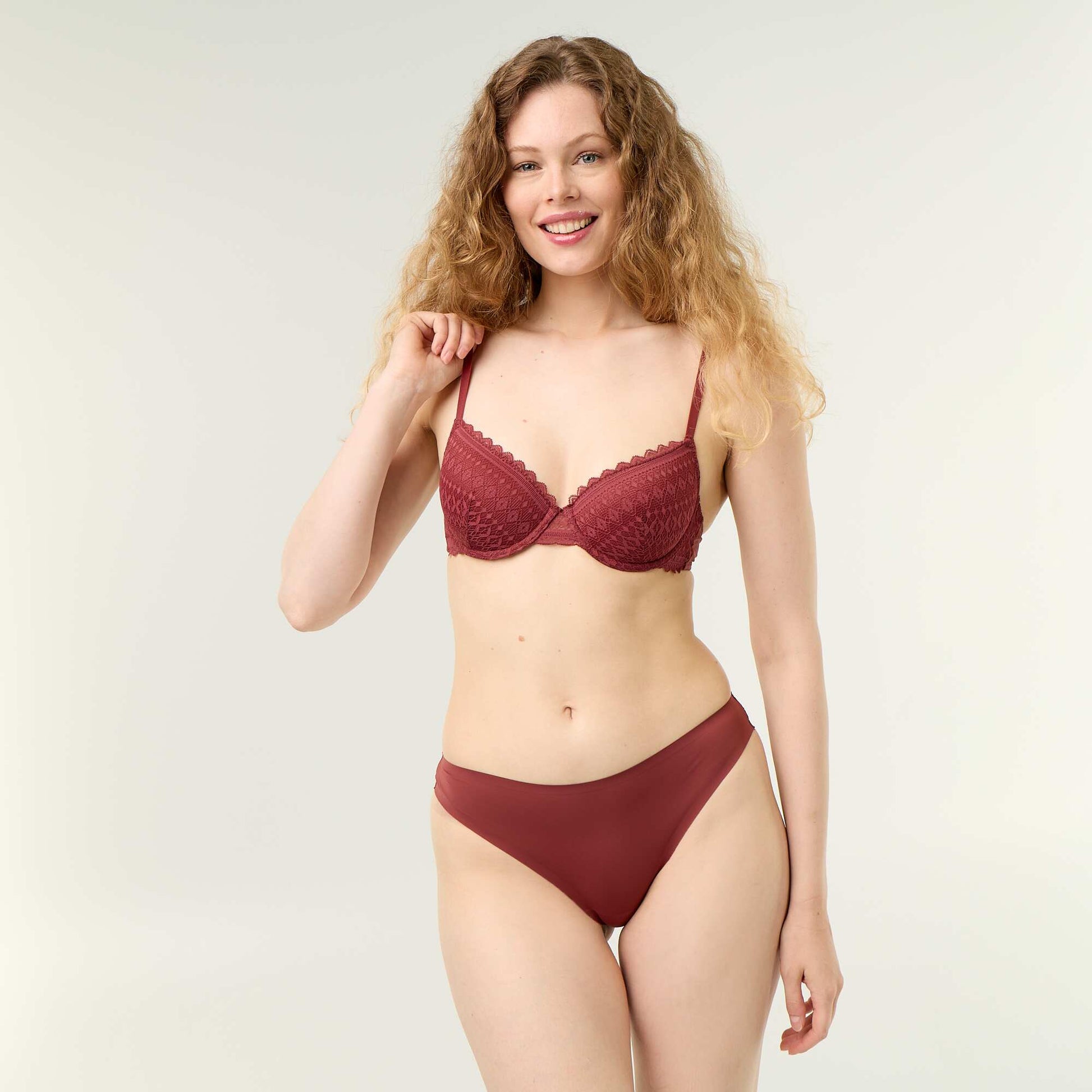 Lace Balconette Bra BURGUNDY