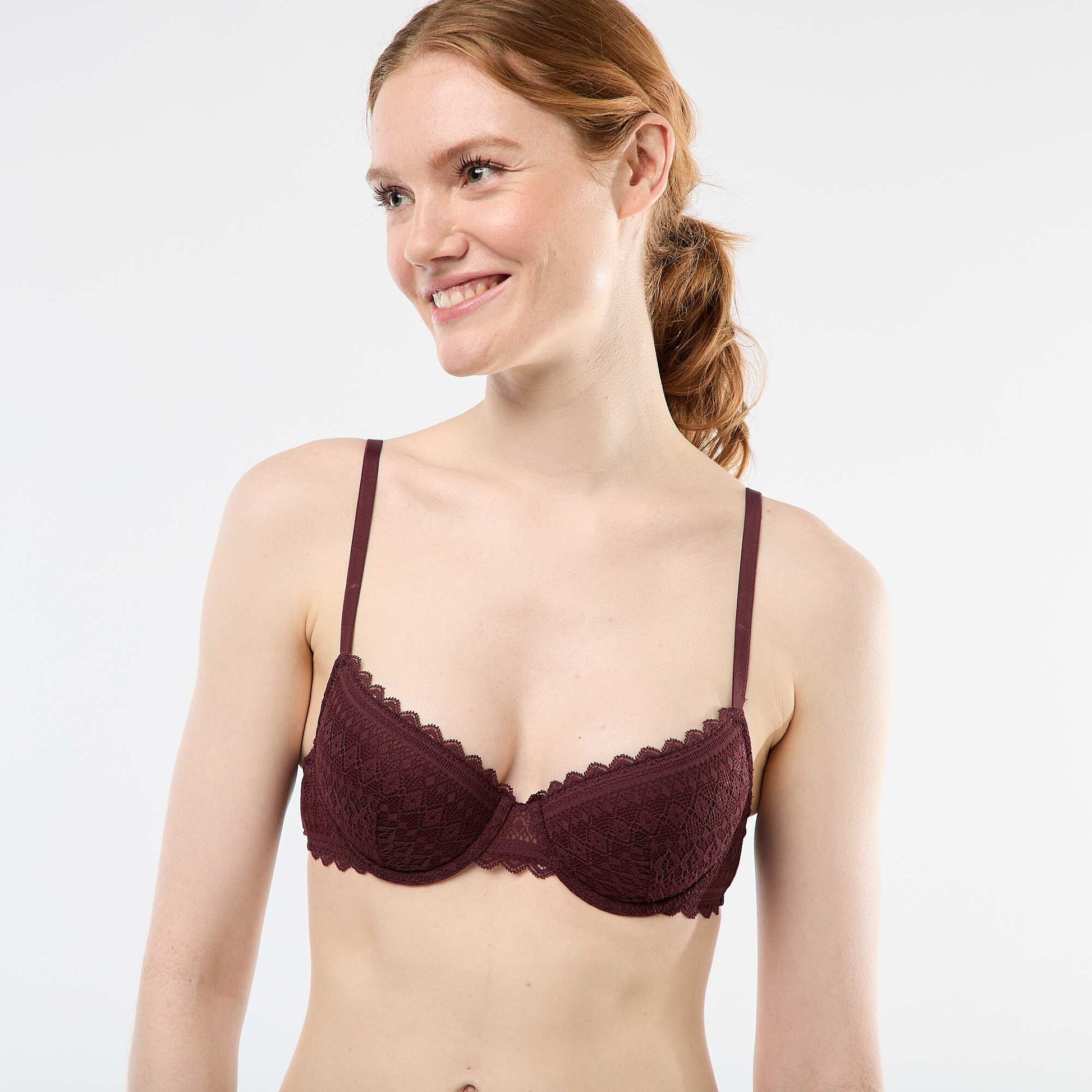 Lace Balconette Bra BROWN